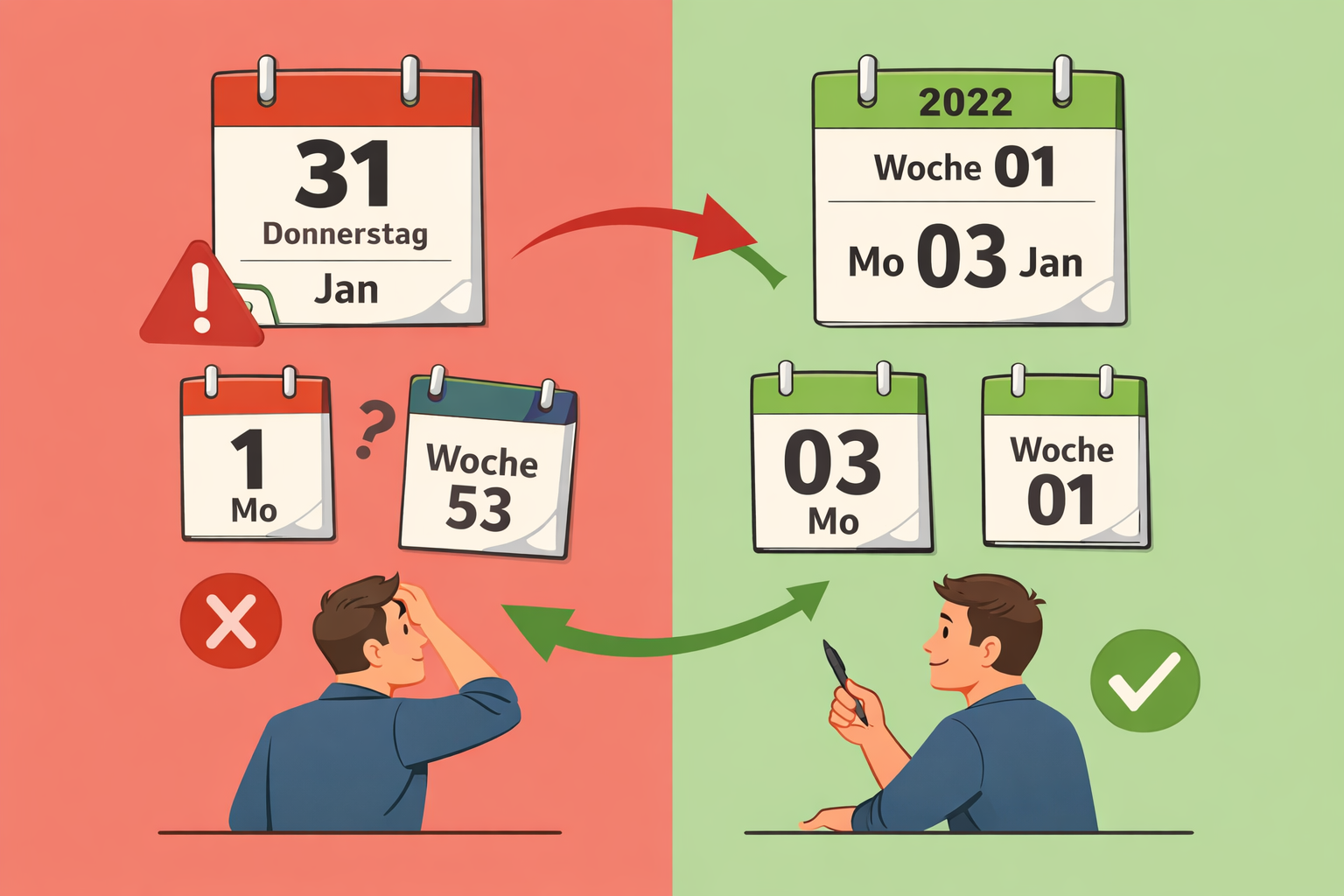 Typische Fehler im Umgang mit Datum und ISO-Woche