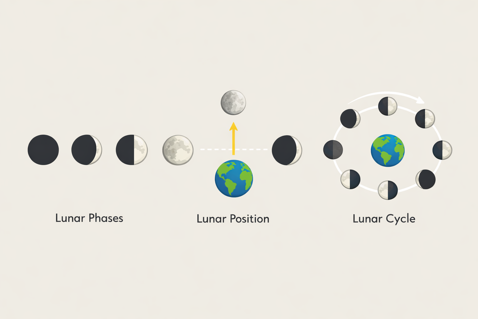 Unterschied zwischen Mondphase, Mondstand und Mondzyklus